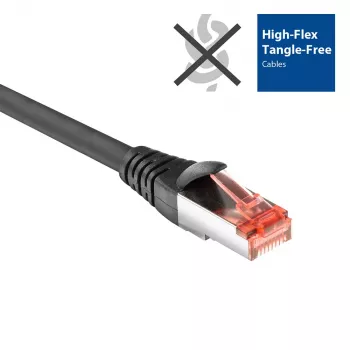 ACT Black 15 meter CAT6A U/FTP PVC high flexibility tangle-free patch cable snagless with RJ45 connectors