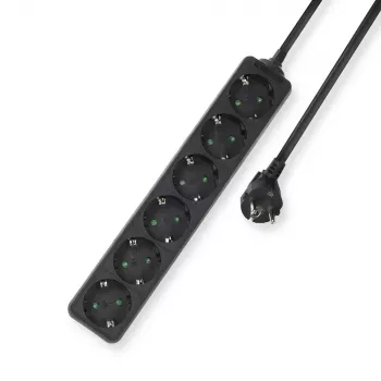 ACT Power strip, 6 sockets, 3 m, black