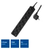 ACT Power strip, 6 sockets, 3 m, black