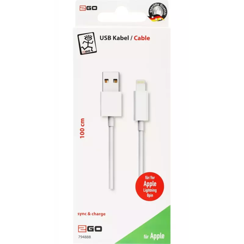 Lightning Cable 2GO 794888 1m White USB B