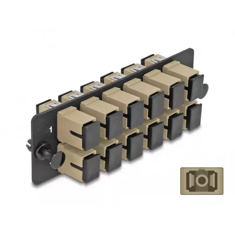 DeLOCK Fiber Optic Adapter Panel SC Simplex OM1 OM2 12 Port Beige