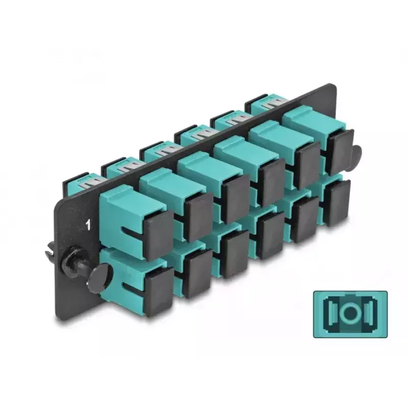 DeLOCK Fiber Optic Adapter Panel SC Simplex OM4 12 Port Aqua