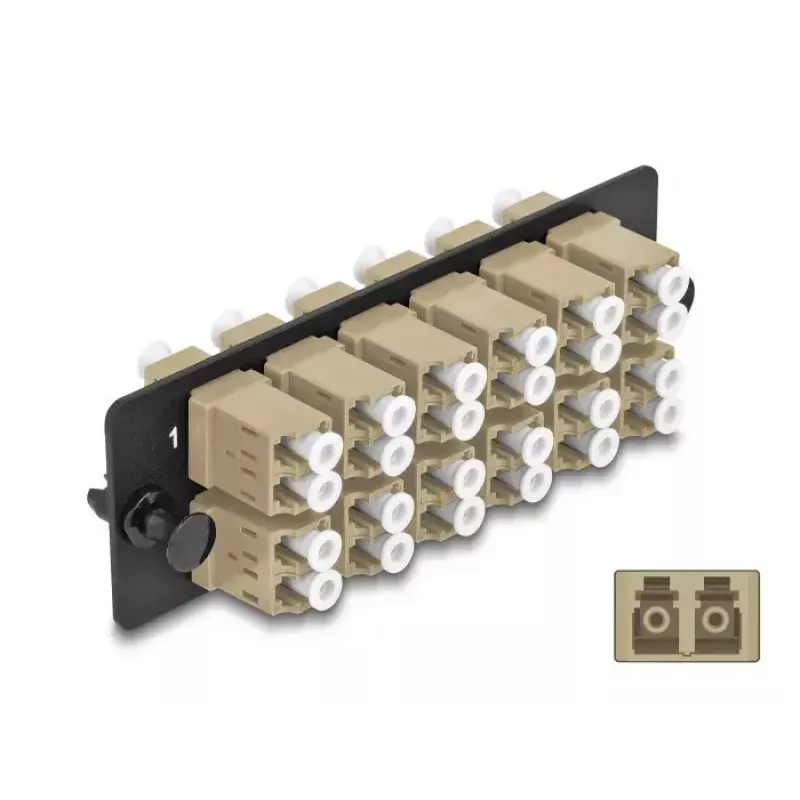 DeLOCK Fiber Optic Adapter Panel LC Duplex OM1 OM2 12 Port Beige
