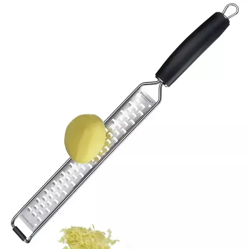 Flat grater Westmark Technicus‑Pro, stainless steel blades, black plastic body, 36 mm width, 399 mm length