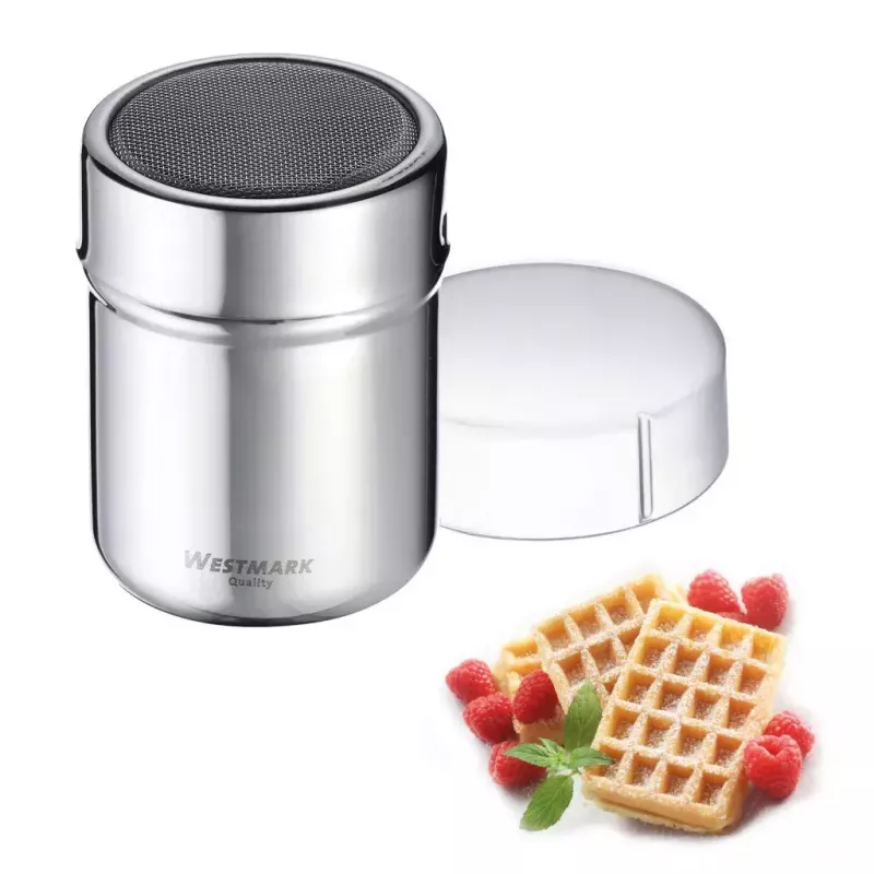 Sugar dispenser Westmark 69502260 — round stainless steel housing with polypropylene components, 62×62×82 mm