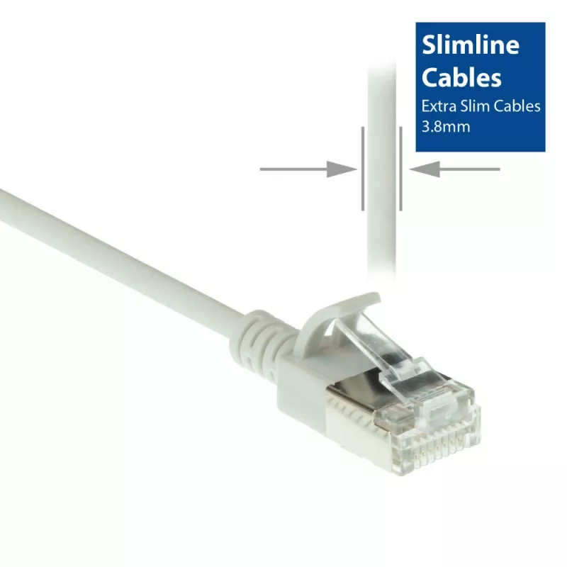 ACT Grey 7 meter LSZH U/FTP CAT6A datacenter slimline patch cable snagless with RJ45 connectors