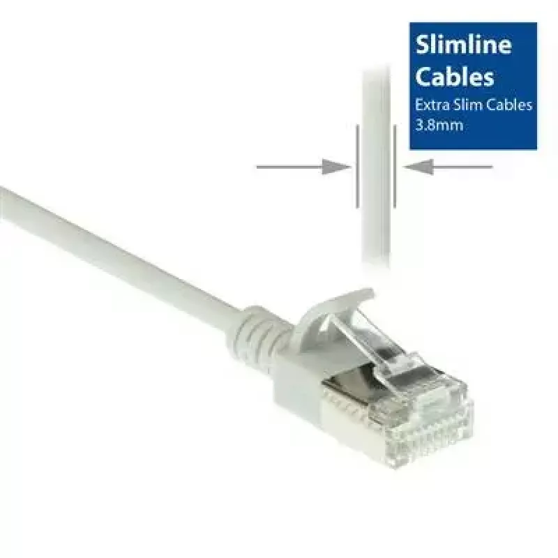 ACT Grey 10 meter LSZH U/FTP CAT6A datacenter slimline patch cable snagless with RJ45 connectors