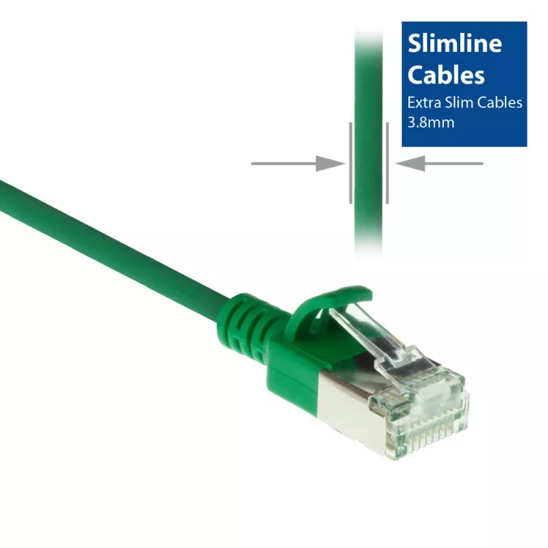 ACT Green 7 meter LSZH U/FTP CAT6A datacenter slimline patch cable snagless with RJ45 connectors