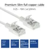 ACT White 2 meter LSZH U/FTP CAT6A datacenter slimline patch cable snagless with RJ45 connectors