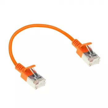 ACT Orange 0.5 meter LSZH U/FTP CAT6A datacenter slimline patch cable snagless with RJ45 connectors