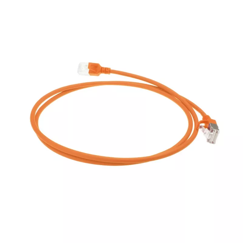 ACT Orange 2 meter LSZH U/FTP CAT6A datacenter slimline patch cable snagless with RJ45 connectors