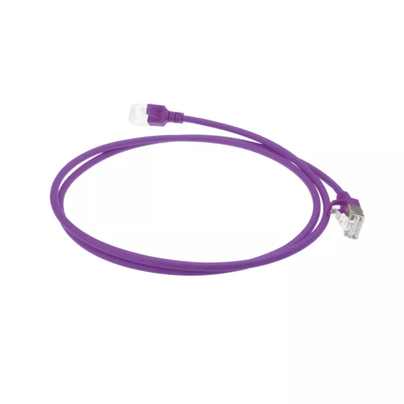 ACT Purple 10 meter LSZH U/FTP CAT6A datacenter slimline patch cable snagless with RJ45 connectors