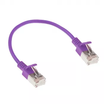 ACT Purple 0.15 meter LSZH U/FTP CAT6A datacenter slimline patch cable snagless with RJ45 connectors