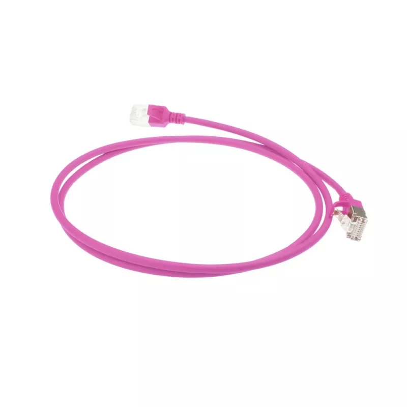 ACT Pink 10 meter LSZH U/FTP CAT6A datacenter slimline patch cable snagless with RJ45 connectors
