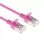 ACT Pink 1.5 meter LSZH U/FTP CAT6A datacenter slimline patch cable snagless with RJ45 connectors