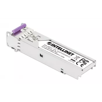 Intellinet Gigabit Fiber WDM Bi-Directional SFP Optical Transceiver Module 1000Base-BX-U (LC) Single-Mode Port, 80 km (50 mi.), BiDi WDM (RX1550/TX1490), MSA-compliant for Maximum Compatibility, Silver