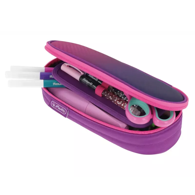 Pencil Case Herlitz Dip Dye Soft Polyester Pink Purple 215x95x60mm