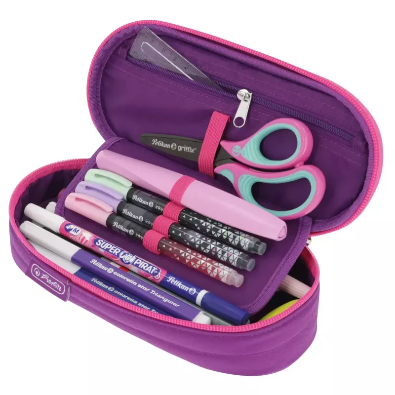 Pencil Case Herlitz Dip Dye Soft Polyester Pink Purple 215x95x60mm