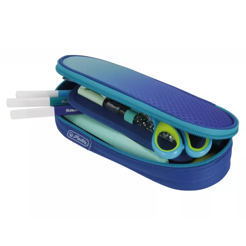 Herlitz Dip Dye Soft Pencil Case Polyester Blue Turquoise 215x95x60mm