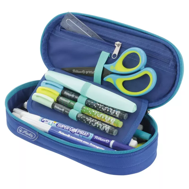 Herlitz Dip Dye Soft Pencil Case Polyester Blue Turquoise 215x95x60mm