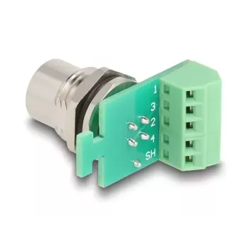 DeLOCK M12 Transfer Module Adapter 4 pin A-coded female to 5 pin terminal block