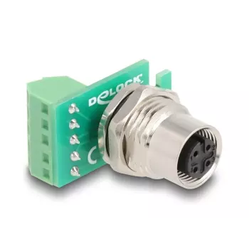 DeLOCK M12 Transfer Module Adapter 4 pin A-coded female to 5 pin terminal block