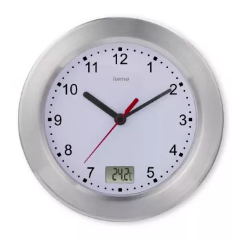Hama Mauritius Quartz clock Round Silver, White