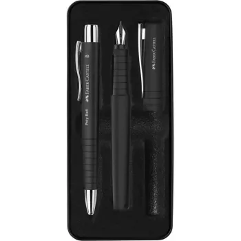 Ballpoint pen and Fountain pen Faber-Castell Poly Ball Set Black 3 pcs