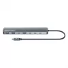 Manhattan USB-C Dock/Hub, Ports (x7): USB-A (x3) and USB-C (x4), with Power Delivery (PD) 100W- requires external USB-C charger (not included). USB powered (no external power supply required) when PD is not in use, Aluminium