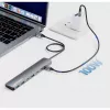 Manhattan USB-C Dock/Hub, Ports (x7): USB-A (x3) and USB-C (x4), with Power Delivery (PD) 100W- requires external USB-C charger (not included). USB powered (no external power supply required) when PD is not in use, Aluminium