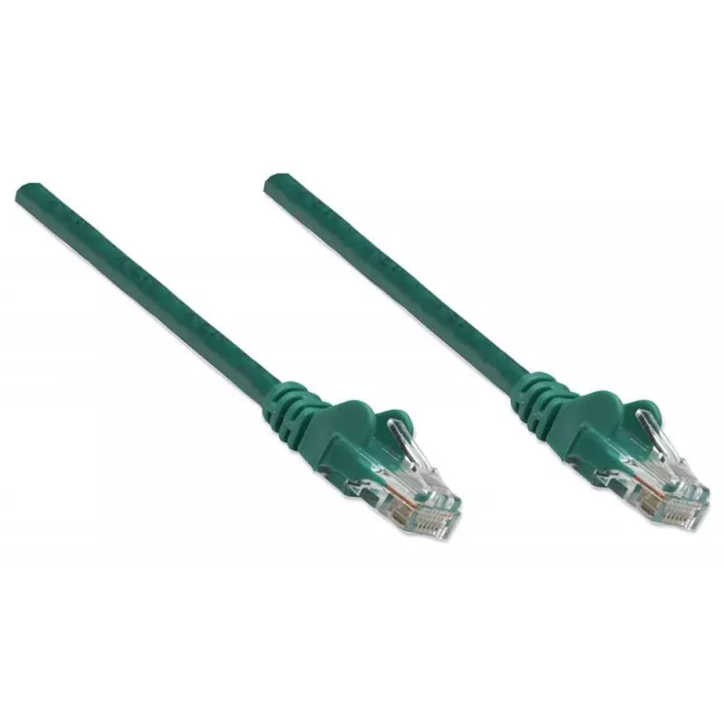 Intellinet Network Patch Cable, Cat5e, 1m, Green, CCA, U/UTP, PVC, RJ45, Gold Plated Contacts, Snagless, Booted, Lifetime Warranty