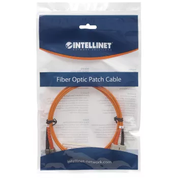 Intellinet Fiber Optic Patch Cable, OM2, ST/SC, 1m, Orange, Duplex, Multimode, 50/125 µm, LSZH, Fibre, Lifetime Warranty