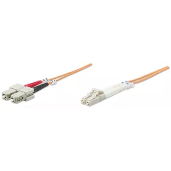Intellinet Fiber Optic Patch Cable, OM2, LC/SC, 5m, Orange, Duplex, Multimode, 50/125 µm, LSZH, Fibre, Lifetime Warranty