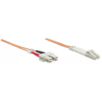 Intellinet Fiber Optic Patch Cable, OM2, LC/SC, 5m, Orange, Duplex, Multimode, 50/125 µm, LSZH, Fibre, Lifetime Warranty