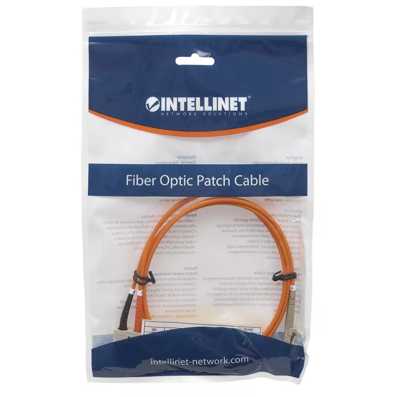 Intellinet Fiber Optic Patch Cable, OM2, LC/SC, 5m, Orange, Duplex, Multimode, 50/125 µm, LSZH, Fibre, Lifetime Warranty