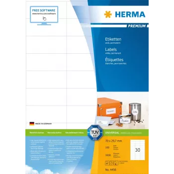 Labels HERMA Premium A4 70x29.7 mm 3000 pcs
