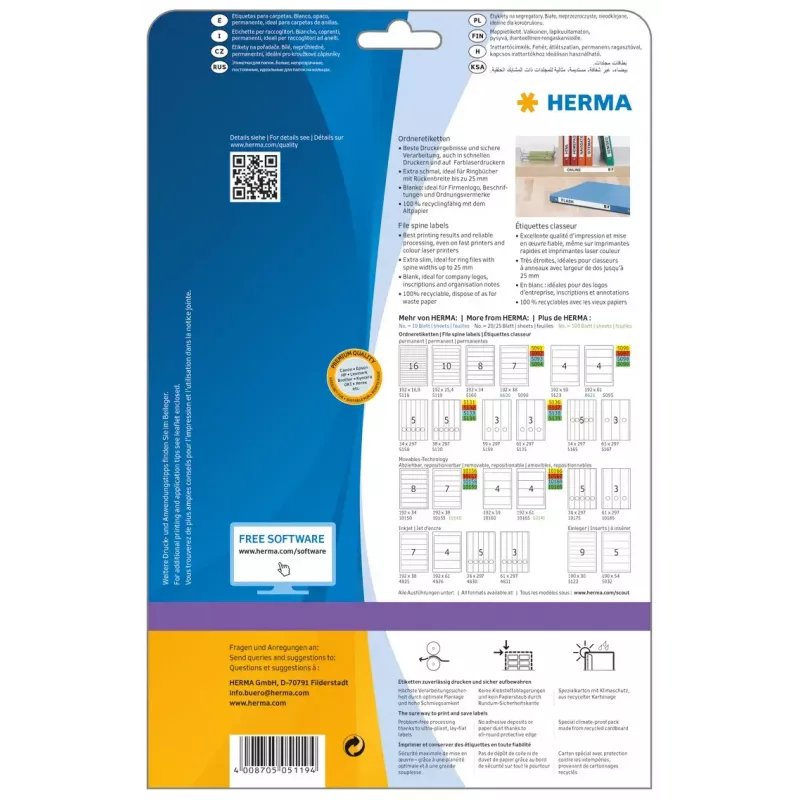 Self-adhesive printer label HERMA 5119
