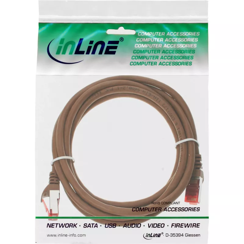 InLine Patch Cable S/FTP PiMF Cat.6 250MHz PVC copper brown 3m