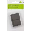 Memory card storage box GOOBAY 95349 — holds 4 cards, compatible with SD/MicroSD/MMC, grey transparent plastic