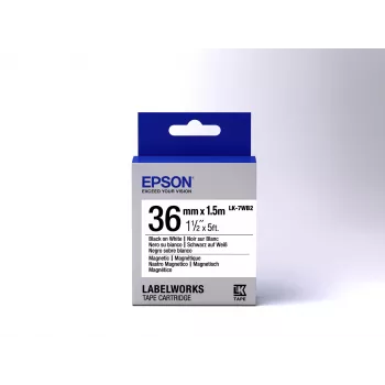 Epson Label Cartridge Magnetic LK-7WB2 Black/White 36mm (1.5m)