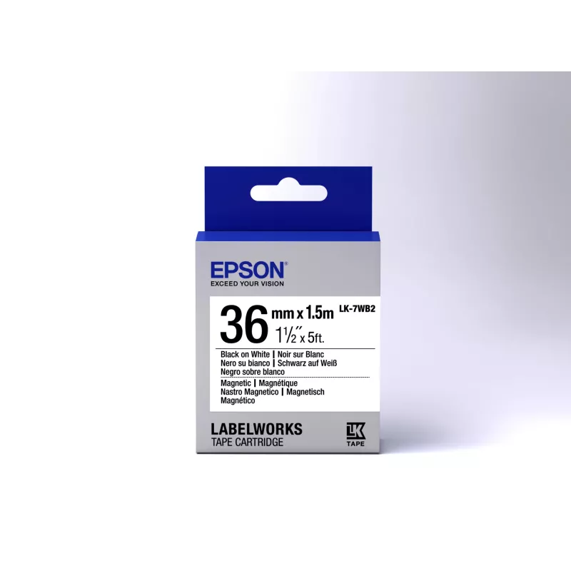 Epson Label Cartridge Magnetic LK-7WB2 Black/White 36mm (1.5m)