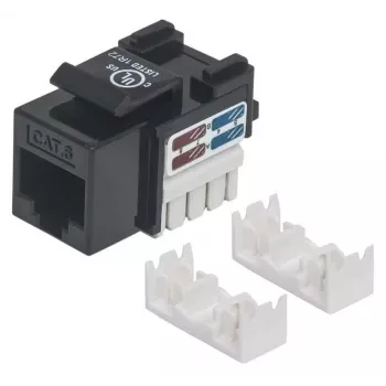 Intellinet Keystone Jack, Cat6, UTP, Punch-down, Black, Flat, Black, RJ-45, Female, 22/26, Cat6