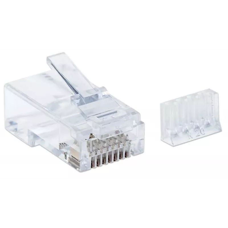 Intellinet RJ45 Modular Plugs, Cat6, UTP, 3-prong, for solid wire, 15 µ gold plated contacts, 90 pack