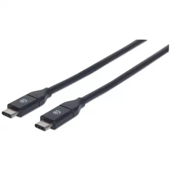 Manhattan USB-C to USB-C Cable, 50cm, Male to Male, Black, 10 Gbps (USB 3.2 Gen2 aka USB 3.1), 3A (fast charging), SuperSpeed+ USB, Lifetime Warranty, Equivalent to USB31CC50CM