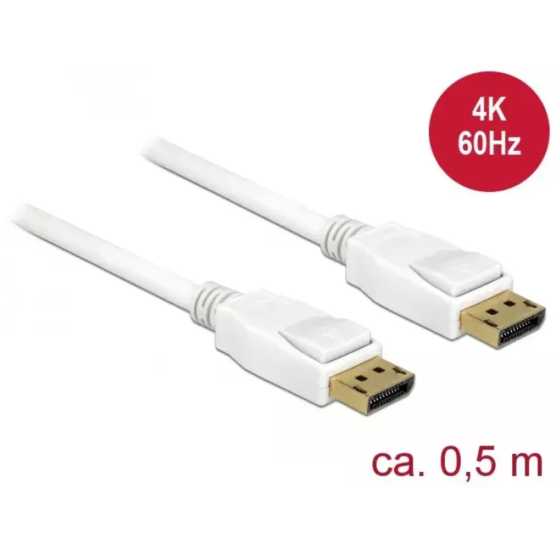 DisplayPort cable DeLOCK 85507 0.5 m White