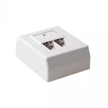 Surface mounted shielded outlet box 2-port, ACT CAT5E, dimensions 64.9×80×32.8 mm