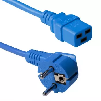 ACT Powercord mains connector CEE 7/7 male (angled) - C19 blue 1.2 m