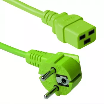 ACT Powercord mains connector CEE 7/7 male (angled) - C19 green 3 m