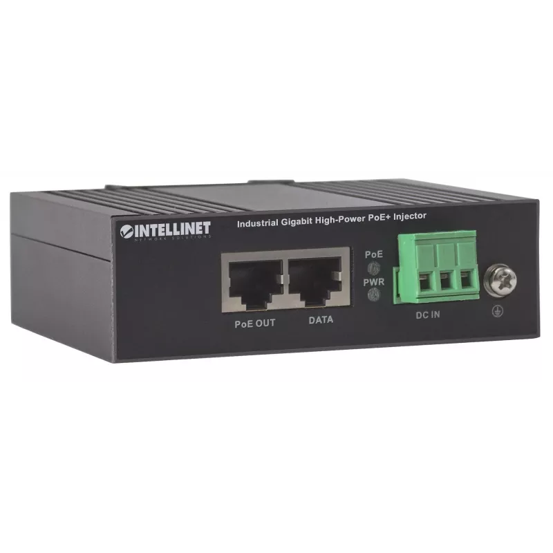 Intellinet Industrial Gigabit High-Power PoE+ Injector, 1 x 30 W Port, IEEE 802.3at/af Power over Ethernet (PoE+/PoE), Metal Housing
