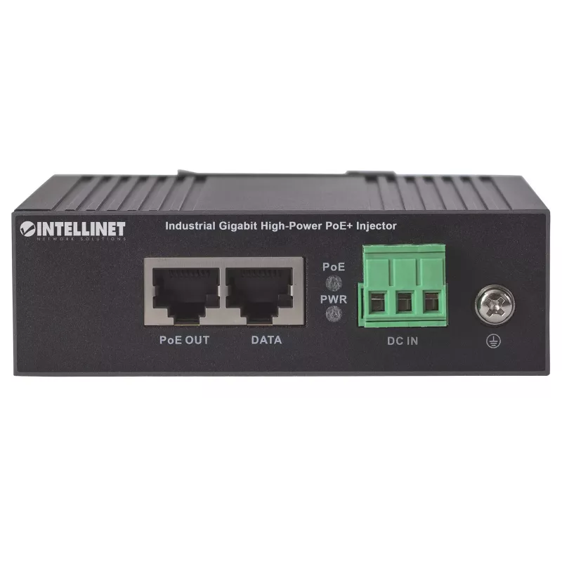 Intellinet Industrial Gigabit High-Power PoE+ Injector, 1 x 30 W Port, IEEE 802.3at/af Power over Ethernet (PoE+/PoE), Metal Housing